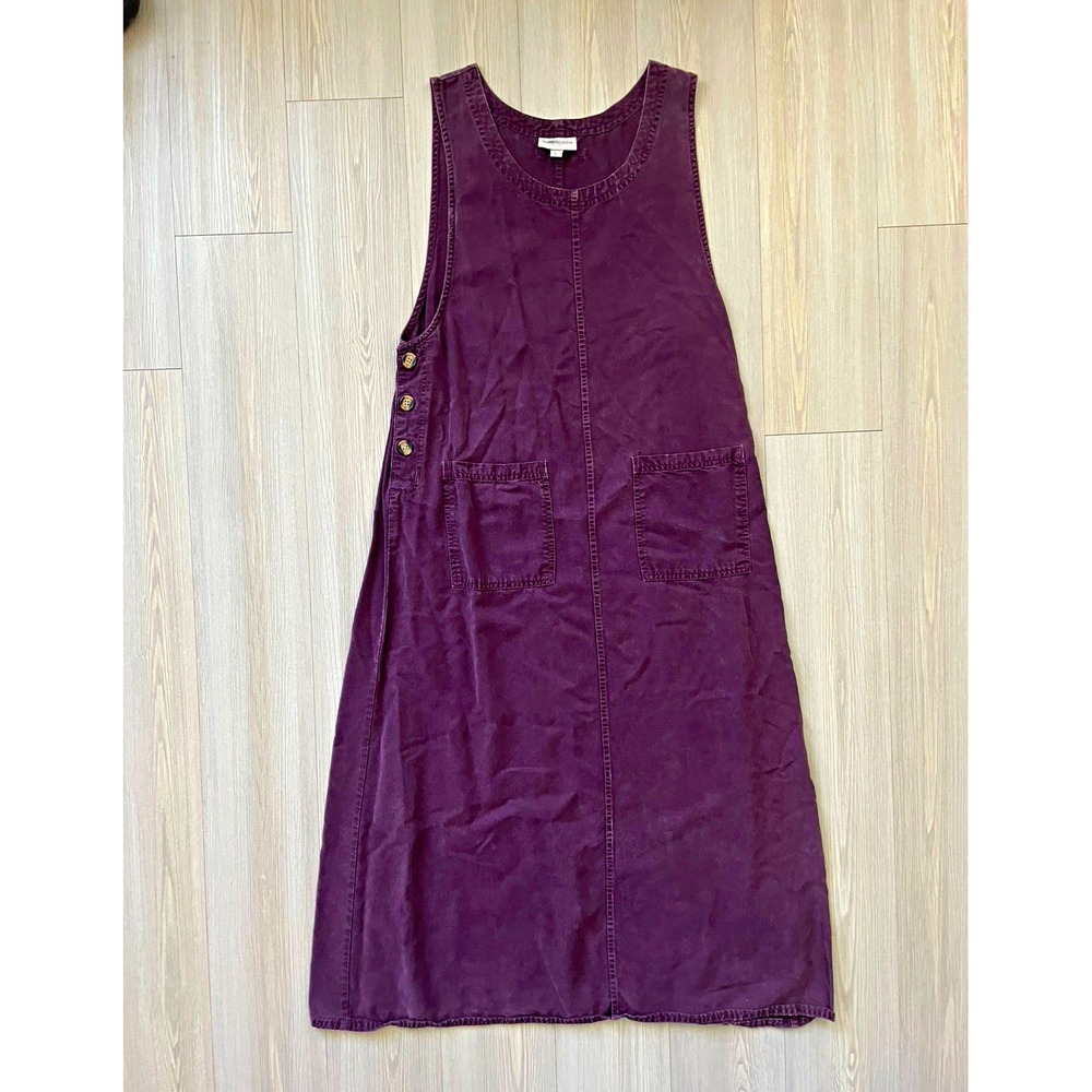 Nordstrom Women's Purple Shift Maxi Dress Pockets Size L Made in USA Heavy